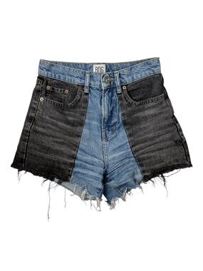 BDG Urban Outfitters Pax High Rise Denim Shorts Black & Blue Raw Hem W26